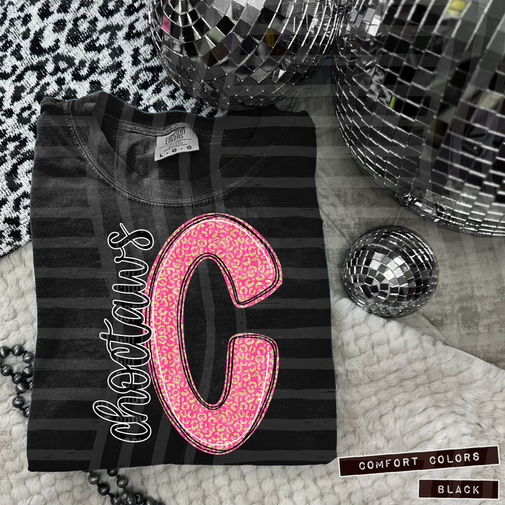 Pink Leopard Initial DTF Print