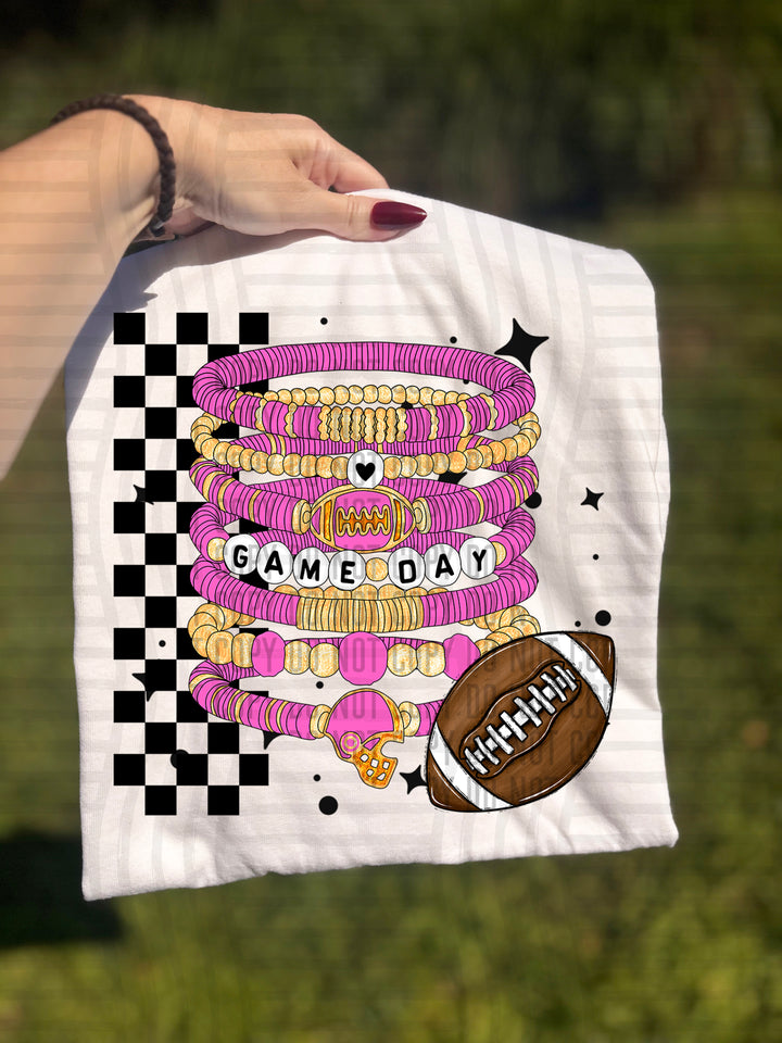 Pink Game Day Bracelets DTF Print