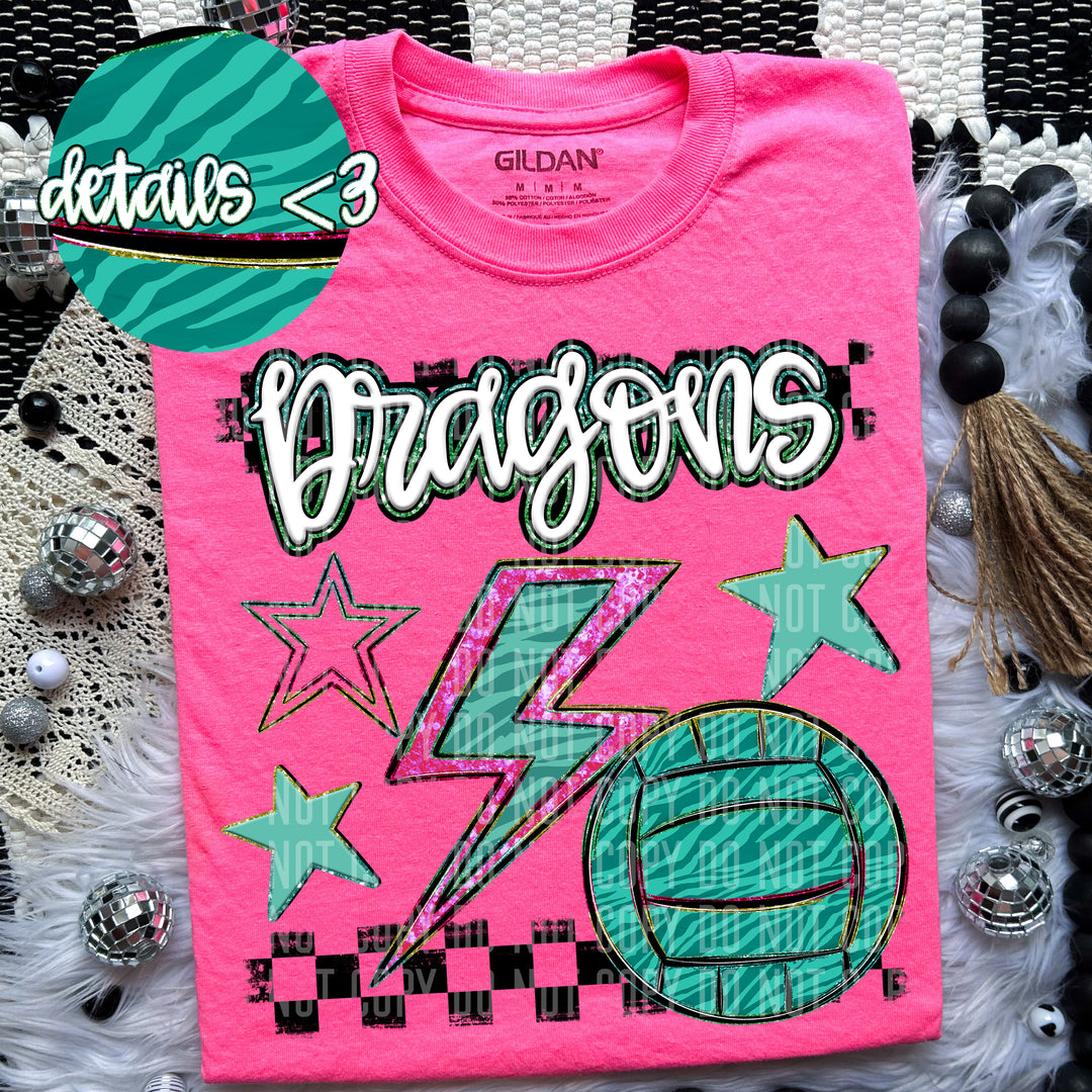 Rainbow Volleyball Bolts DTF Print