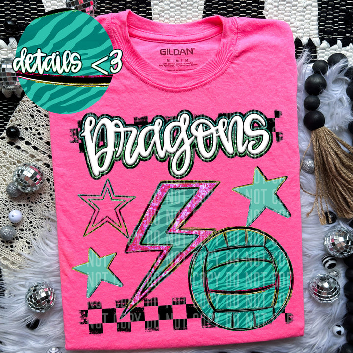 Rainbow Volleyball Bolts DTF Print