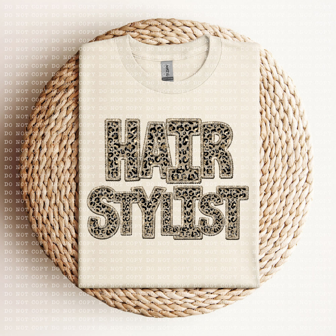 Hair Stylist Leopard Faux Embroidery DTF Print