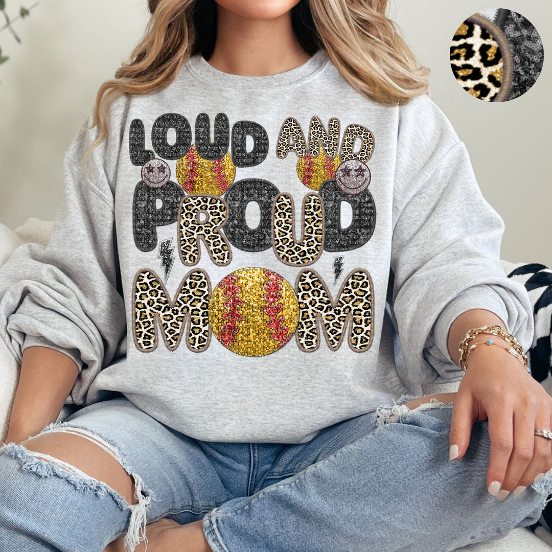 Loud and Proud Sports Mom Leopard Faux Embroidery DTF Print