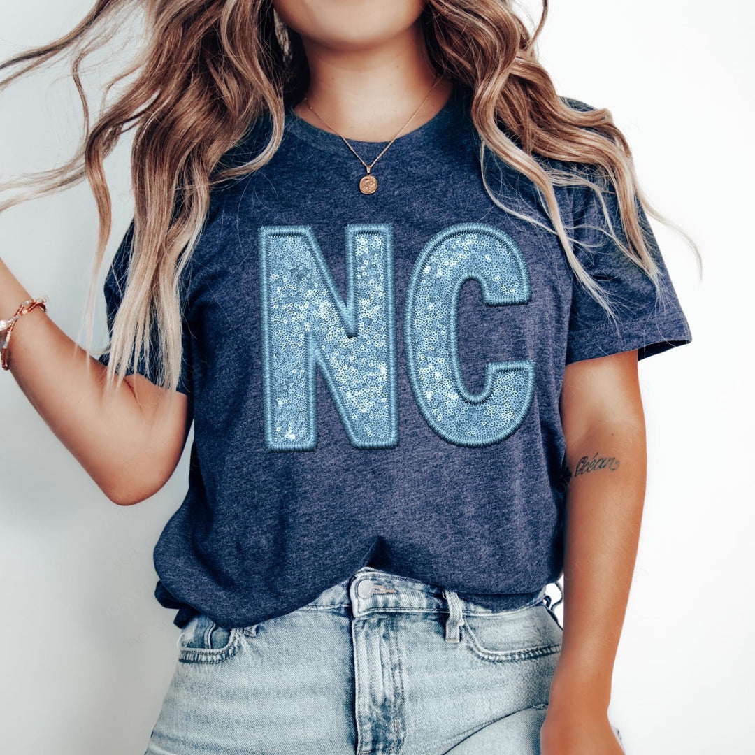 North Carolina Faux Embroidery Sequin DTF Print