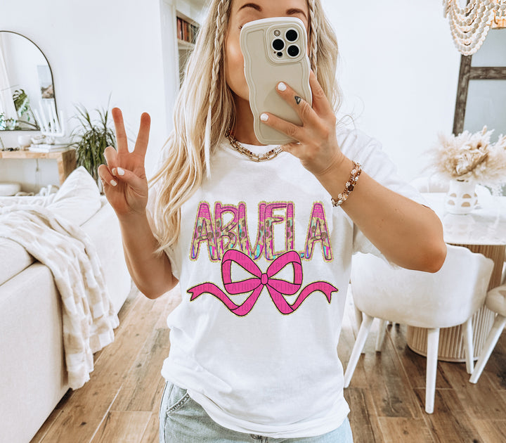 Preppy Leopard Bow Mom Name DTF Print