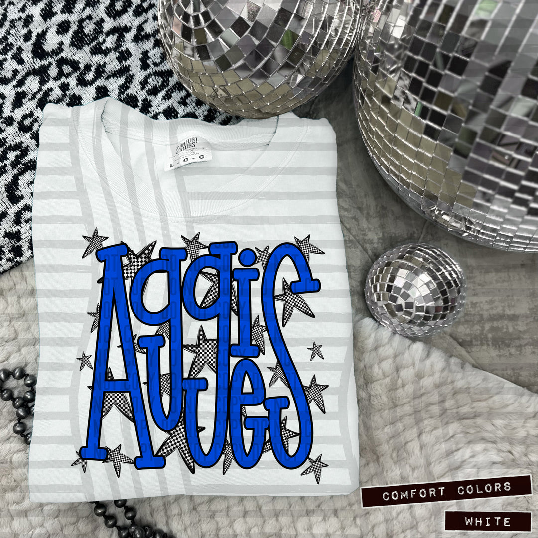 Blue Staggered DTF Print