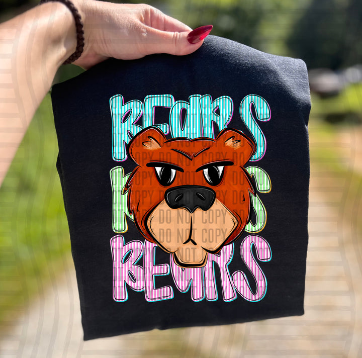 Neon Seersucker Mascot Heads DTF Print