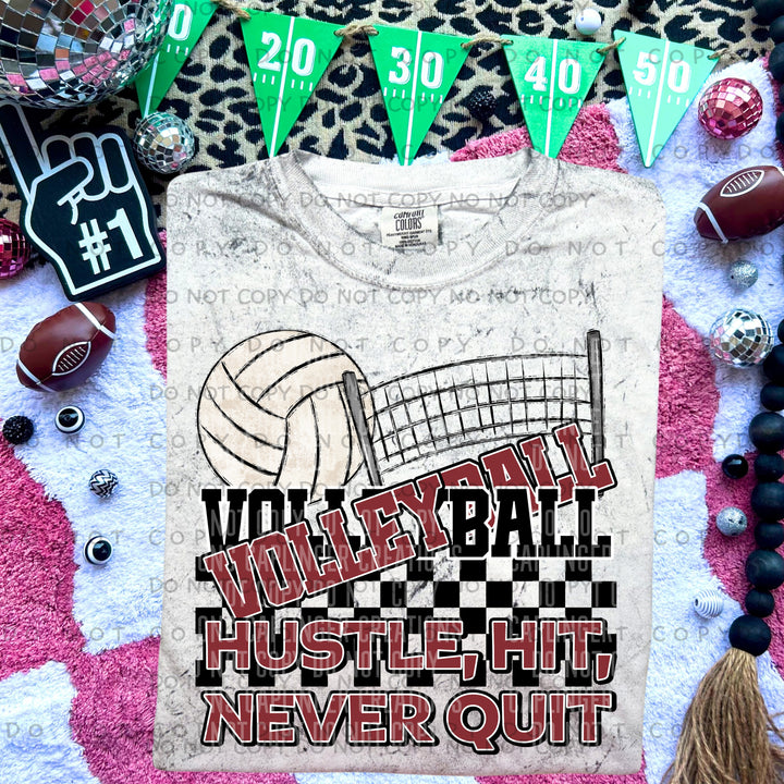 Hustle Hit Never Quit Volleyball DTF Print