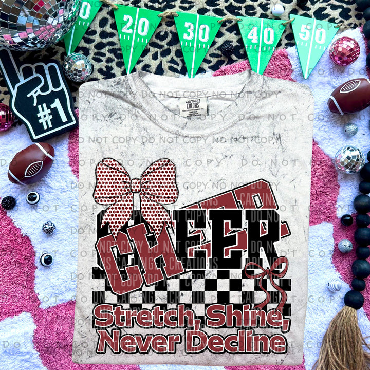 Stretch Shine Never Decline Cheer DTF Print