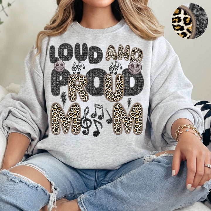 Loud and Proud Sports Mom Leopard Faux Embroidery DTF Print