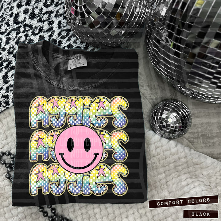 Pink Smiley Triple Stack DTF Print