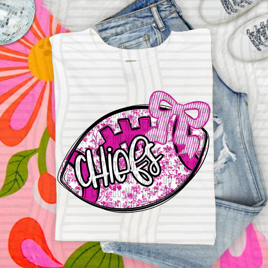 Pink Toile Football DTF Print