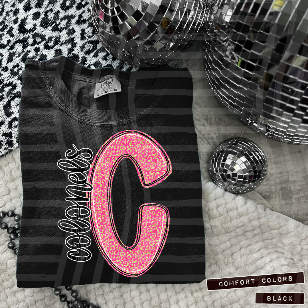 Pink Leopard Initial DTF Print