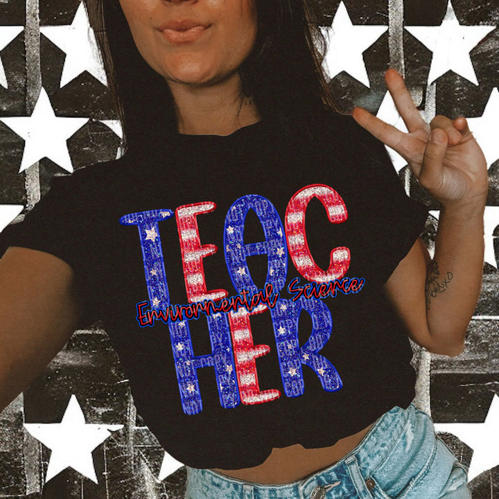 Stars And Stripes Teacher DTF Print