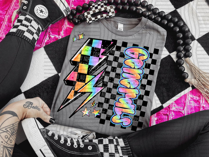Neon Side Bolt DTF Print