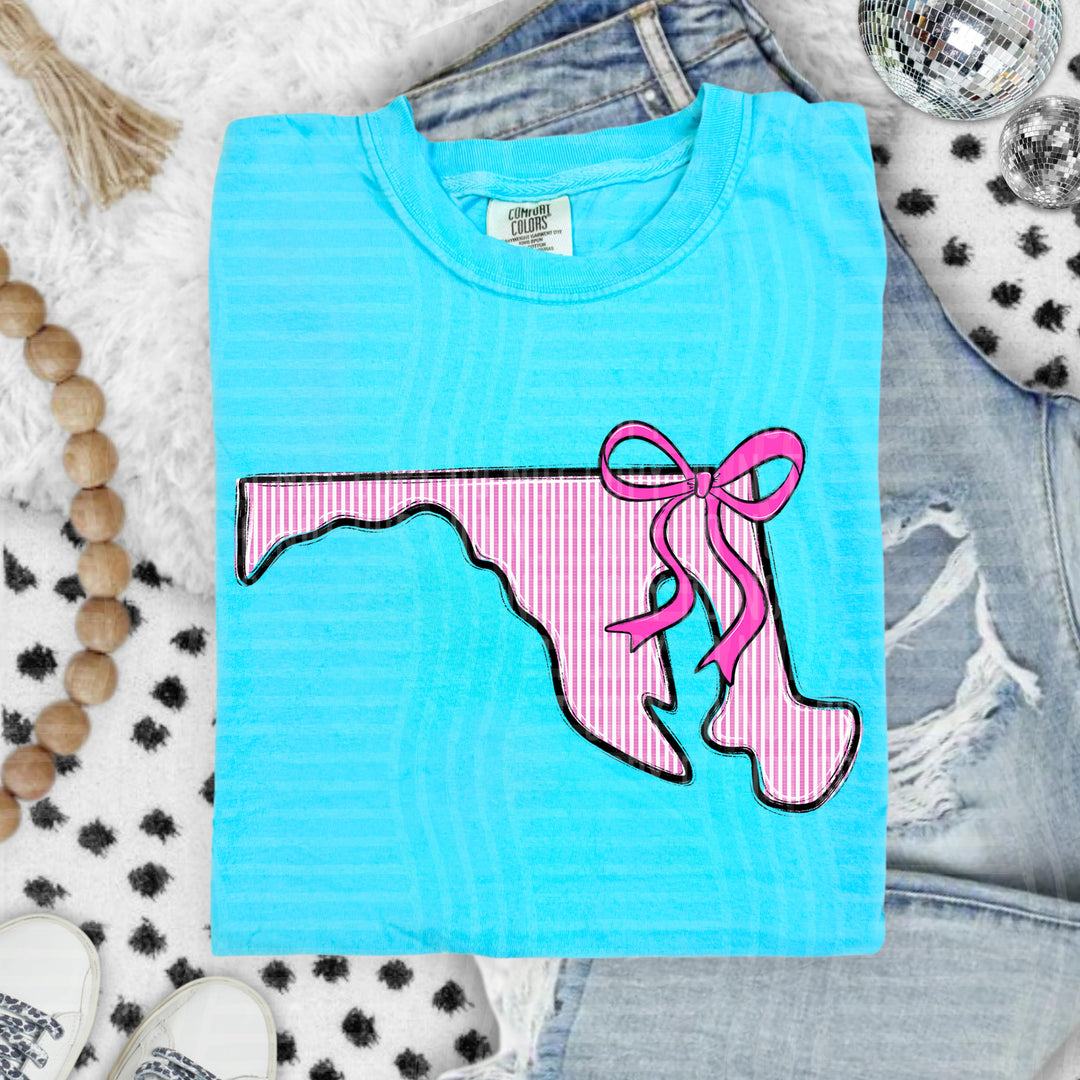 Seersucker States With Bow DTF Print