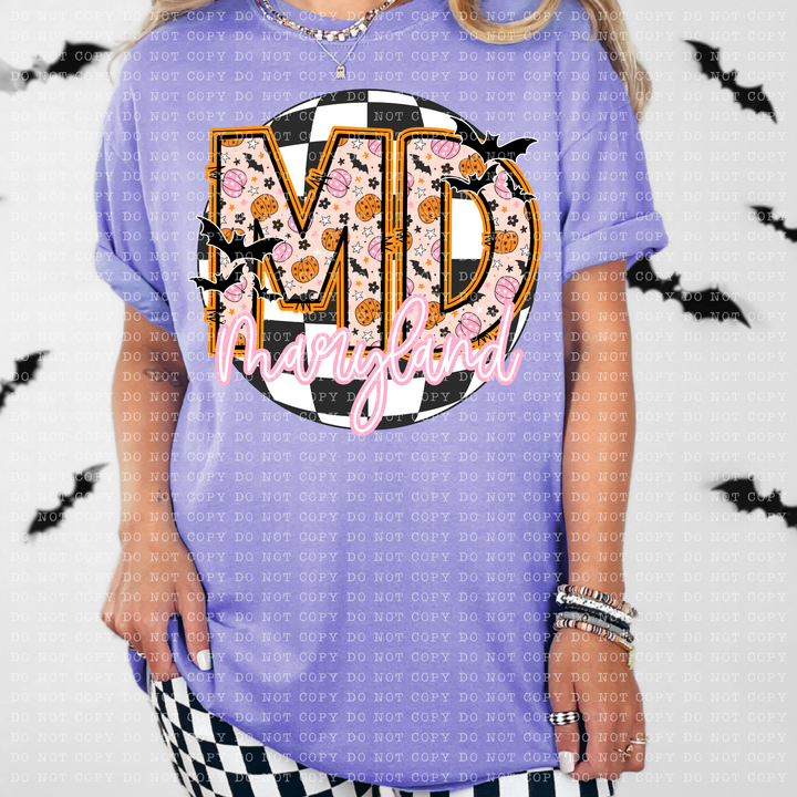 Pumpkin Batty States DTF Print