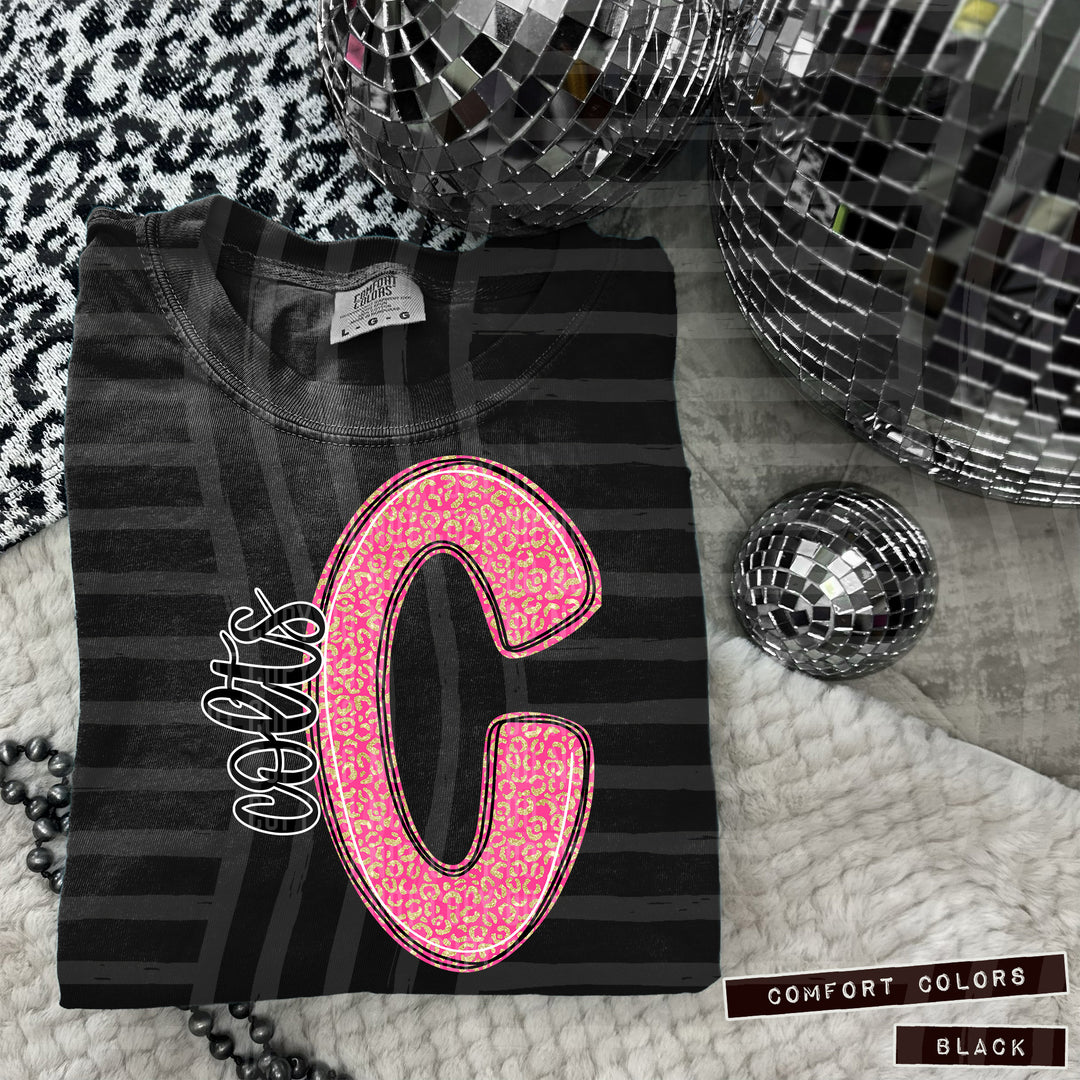 Pink Leopard Initial DTF Print