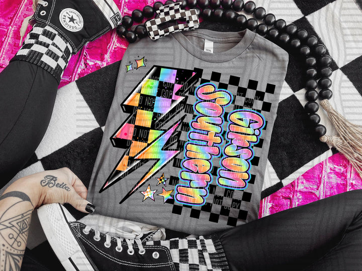 Neon Side Bolt DTF Print