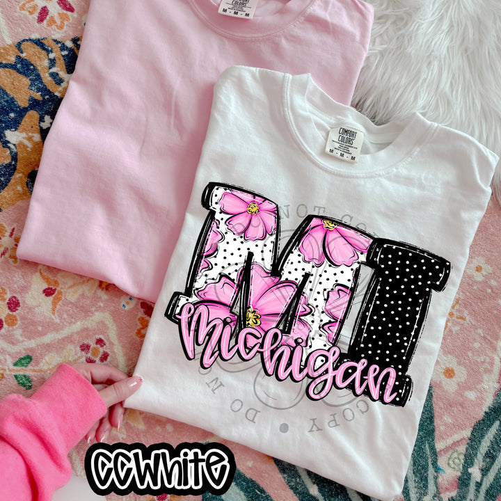 Pink Floral States DTF Print