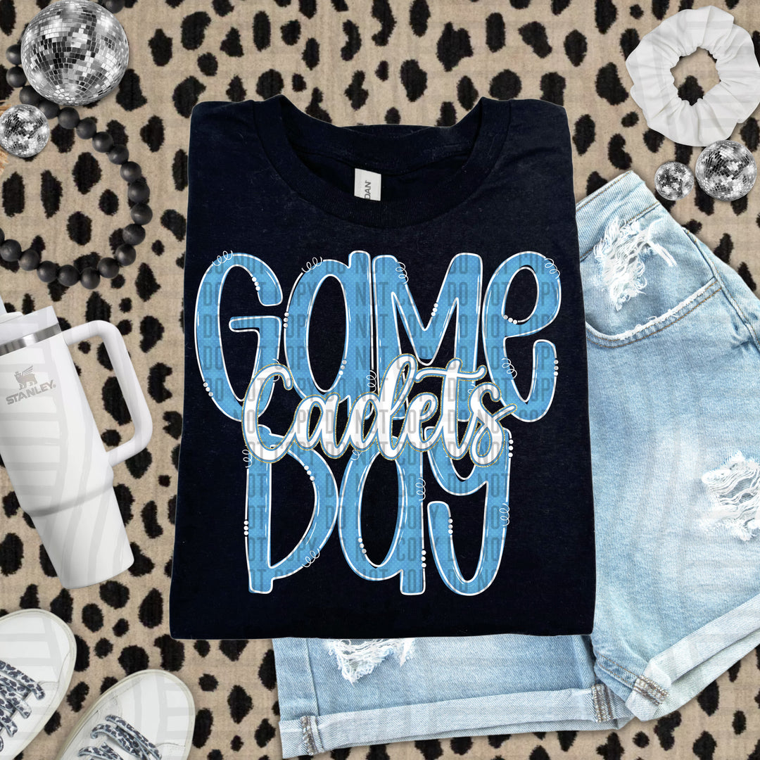Doodle Gameday Light Blue DTF Print