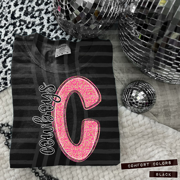 Pink Leopard Initial DTF Print