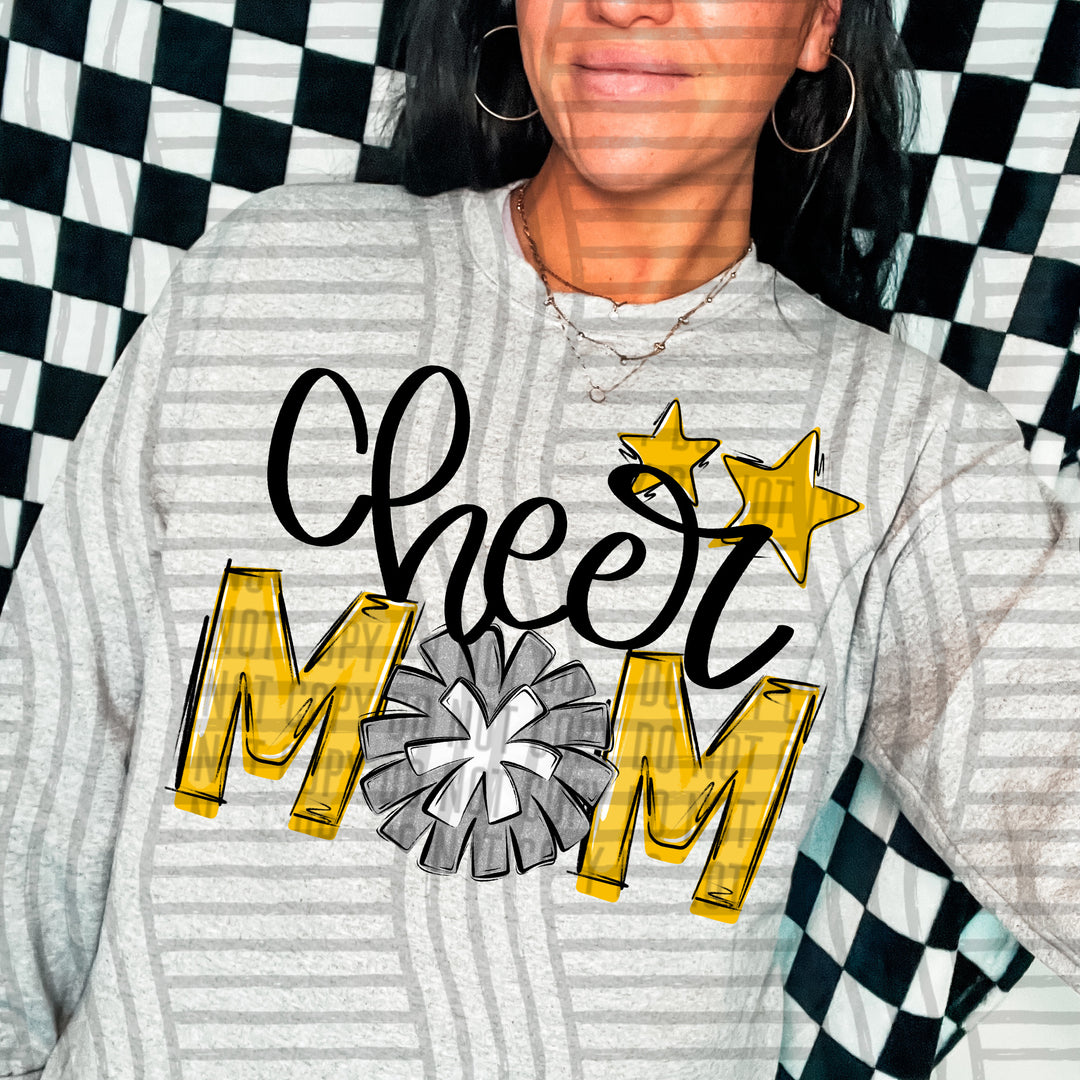 Sports Mom Cheer Silver DTF Print
