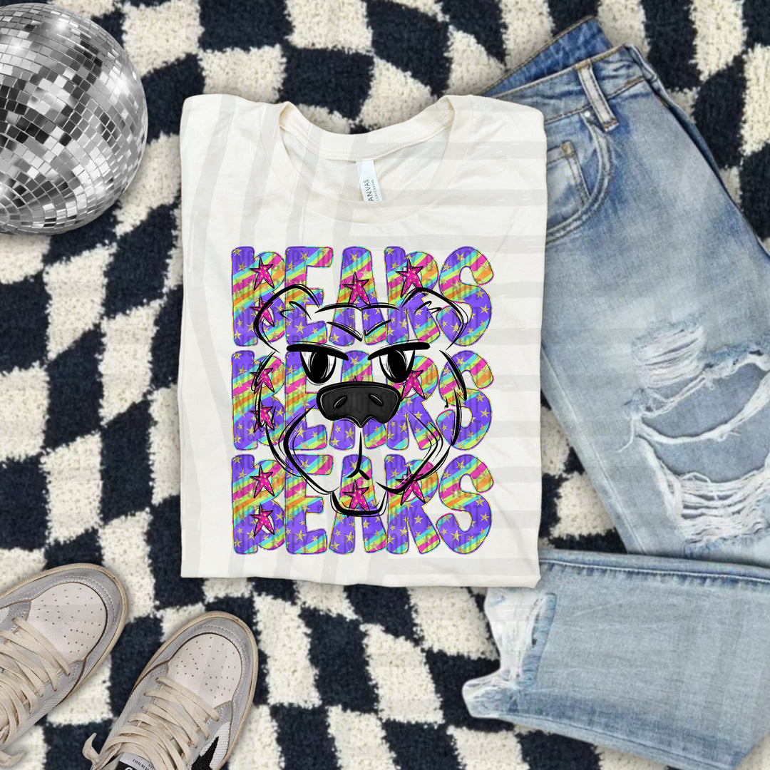 Rainbow Swirl Mascot Outlines DTF Print