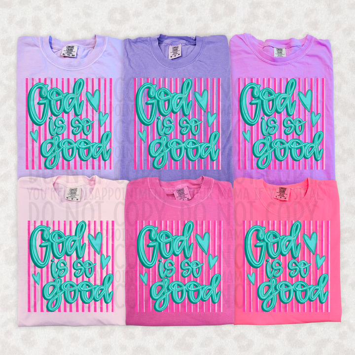 God Is So Good Pink Teal DTF Print