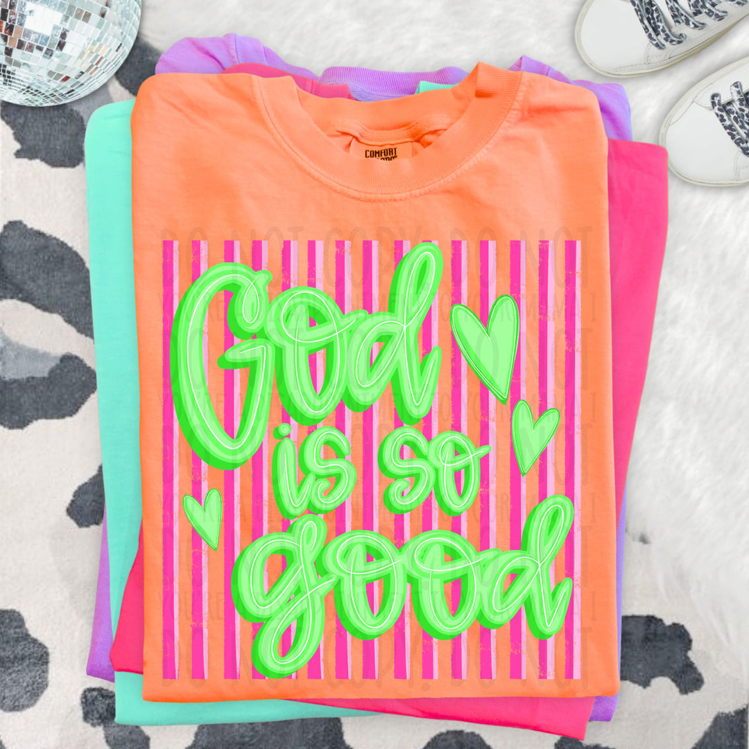 God Is So Good Pink Lime DTF Print