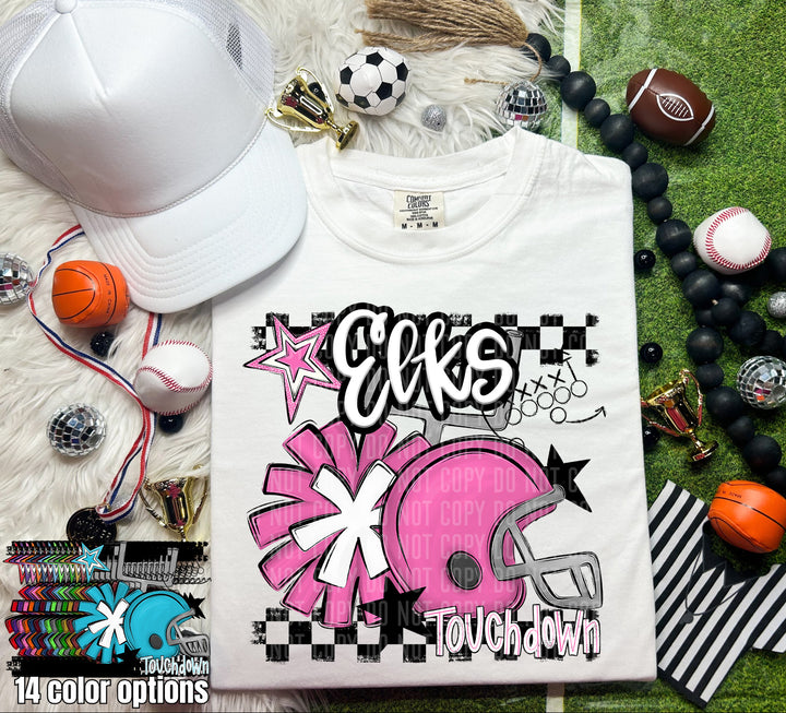 Helmet Pom Mascots Colors Purple DTF Print