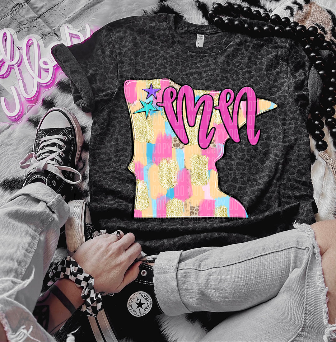 Preppy Bright Brushstroke States DTF Print