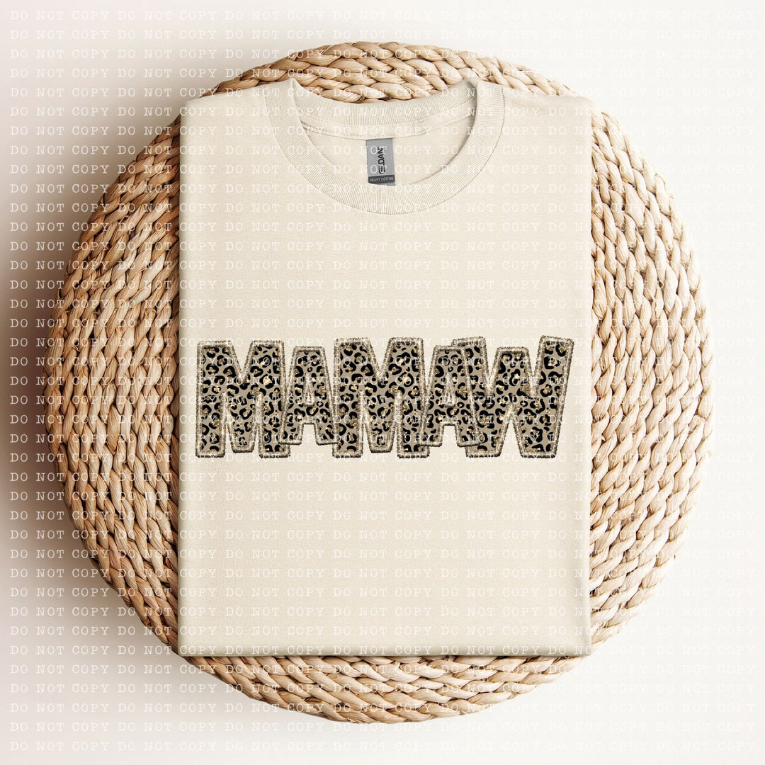 Mamaw Leopard Faux Embroidery DTF Print