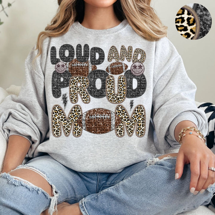 Loud and Proud Sports Mom Leopard Faux Embroidery DTF Print