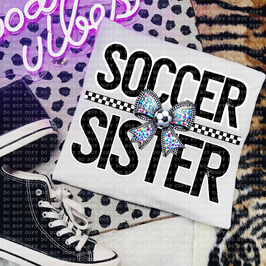 Soccer Rhinestone Bow Names DTF Print