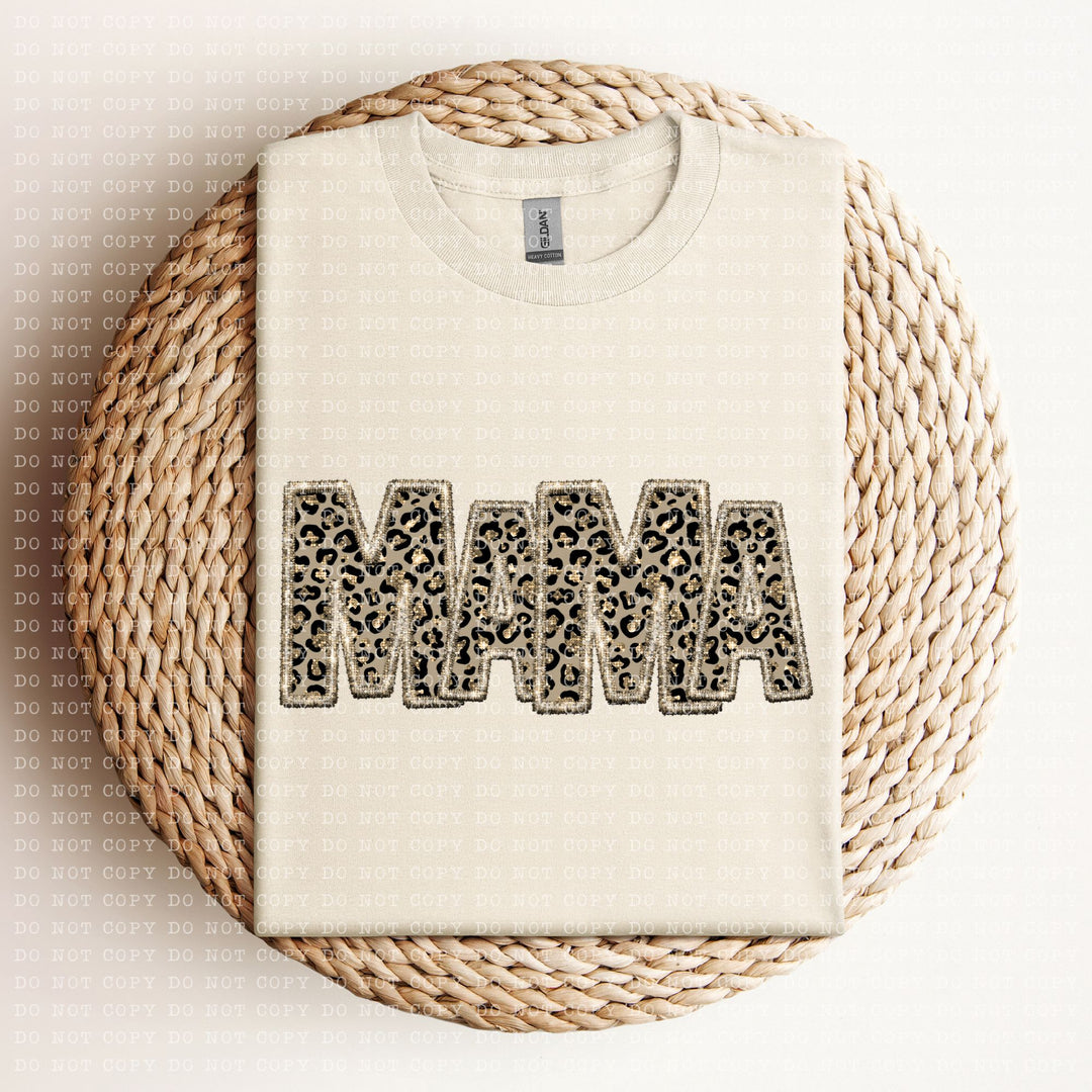 Mama Leopard Faux Embroidery DTF Print