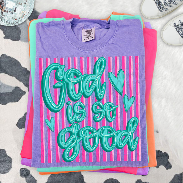 God Is So Good Pink Teal DTF Print