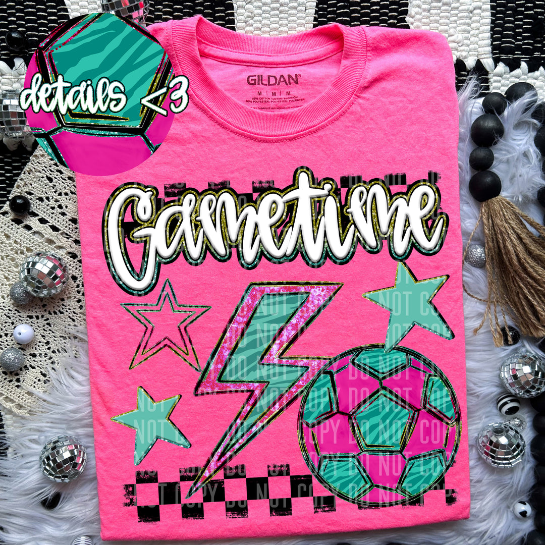 Rainbow Soccer Bolts DTF Print