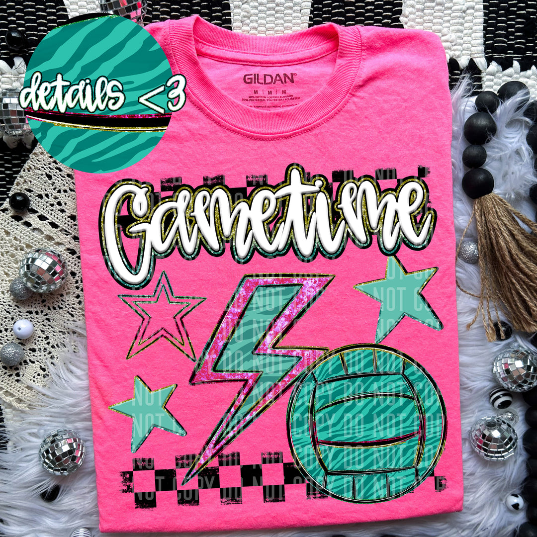 Rainbow Volleyball Bolts DTF Print