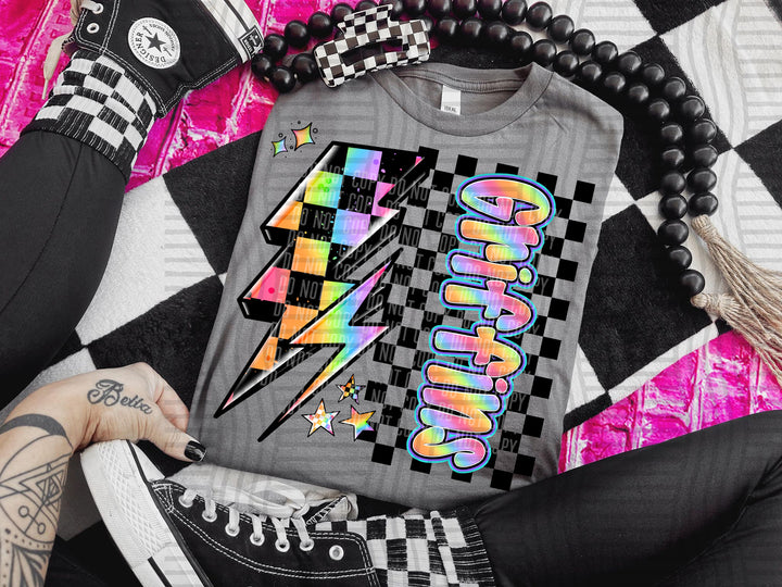 Neon Side Bolt DTF Print