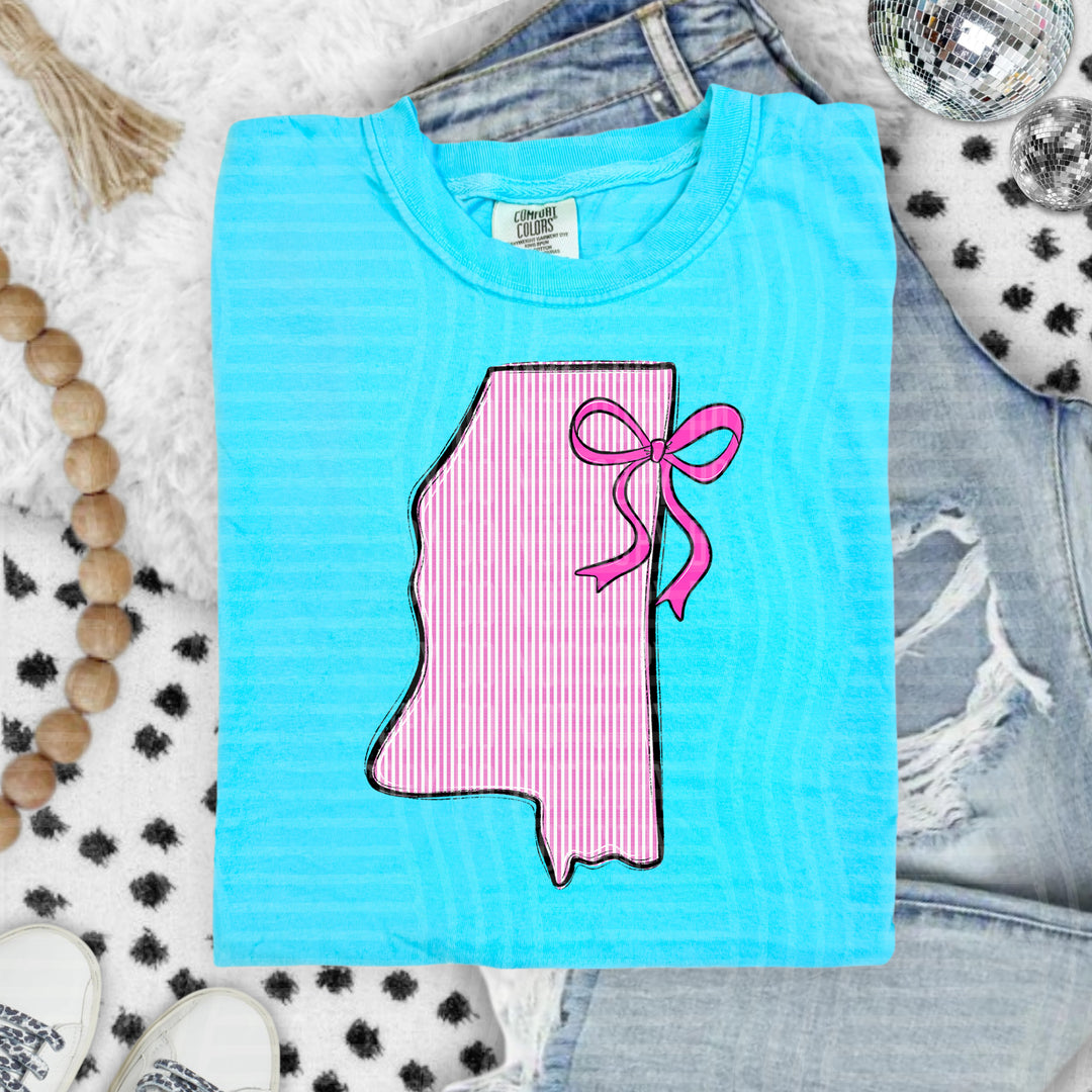 Seersucker States With Bow DTF Print
