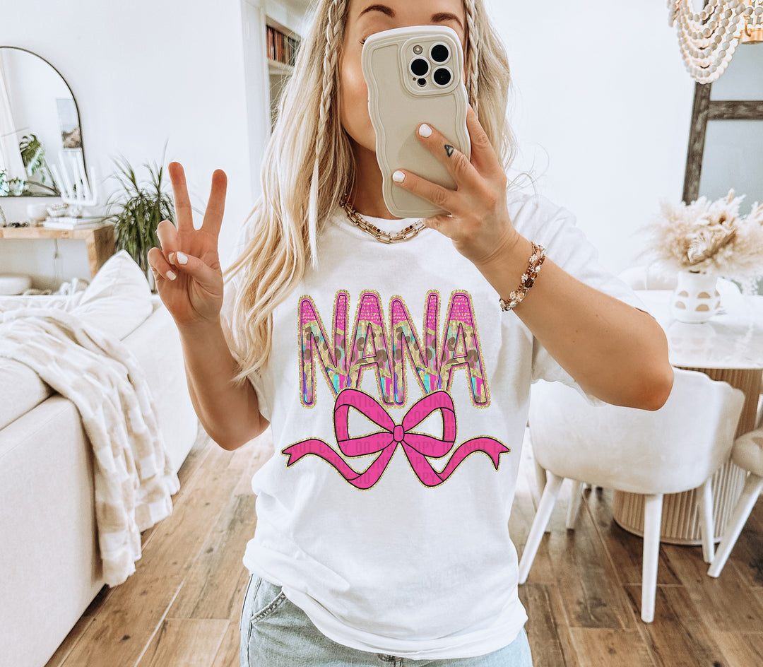 Preppy Leopard Bow Mom Name DTF Print