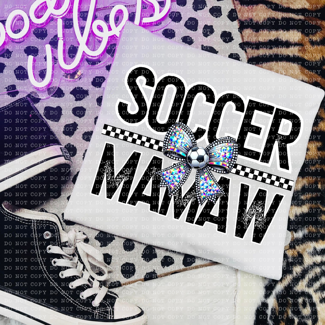 Soccer Rhinestone Bow Names DTF Print