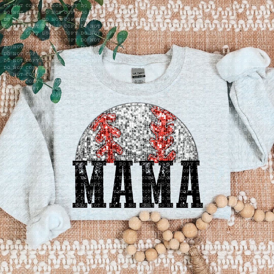 Sports Mama Faux Glitter DTF Print