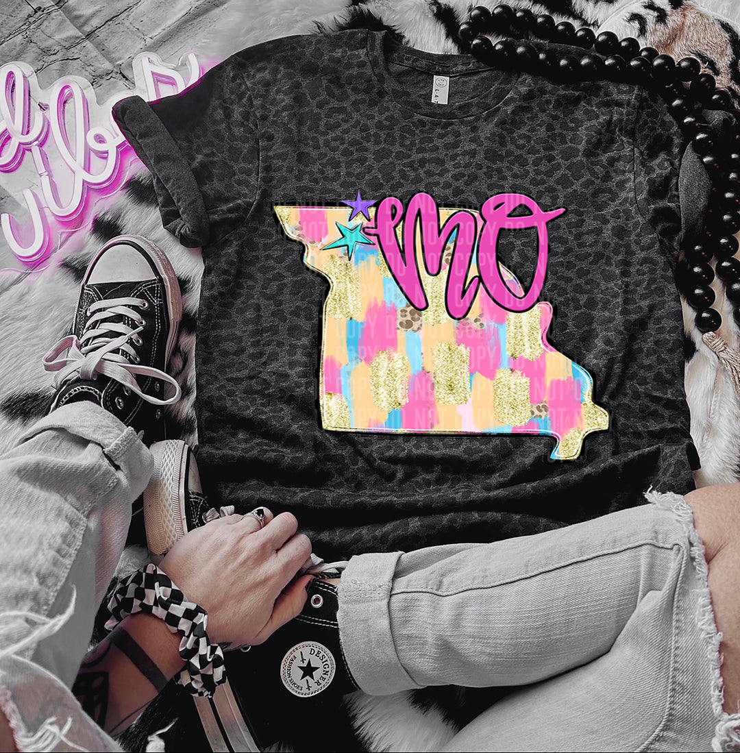 Preppy Bright Brushstroke States DTF Print