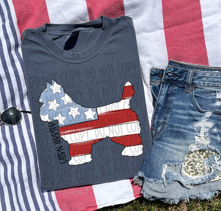 Patriotic Dog Designs Black Text DTF Print