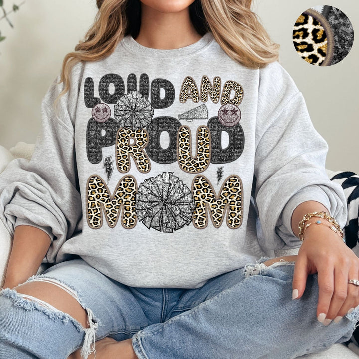 Loud and Proud Sports Mom Leopard Faux Embroidery DTF Print