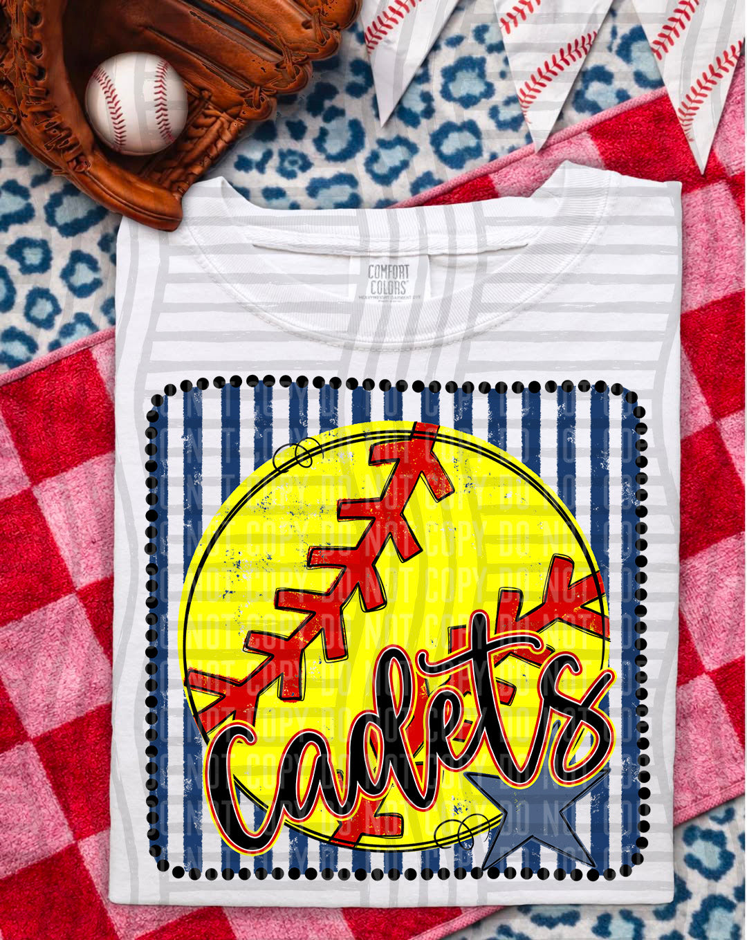 Softball RWB Framed Script DTF Print