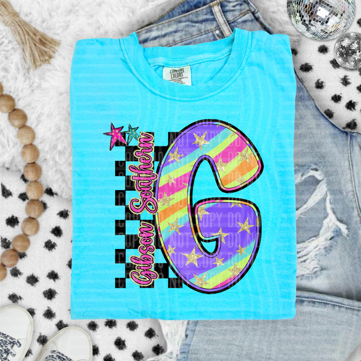 Rainbow Swirl Initials DTF Print