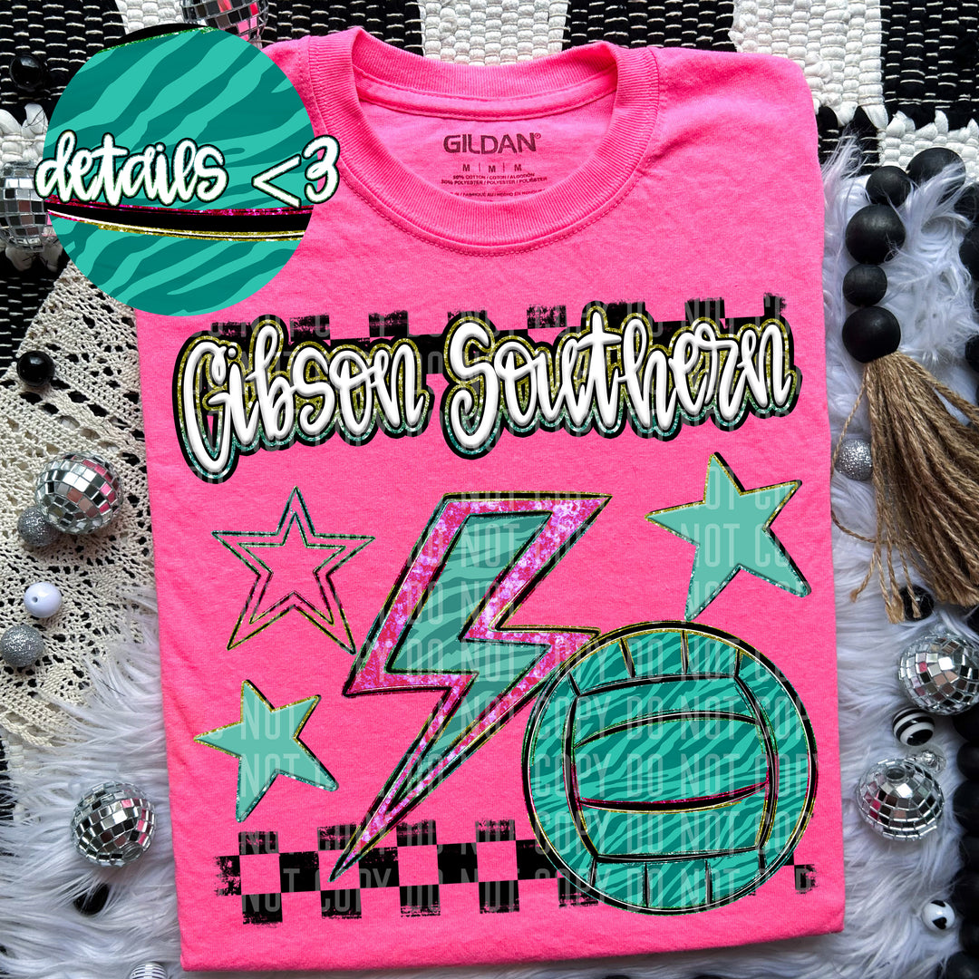 Rainbow Volleyball Bolts DTF Print