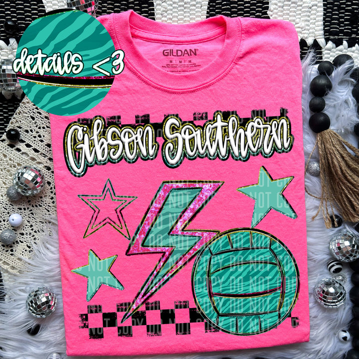 Rainbow Volleyball Bolts DTF Print